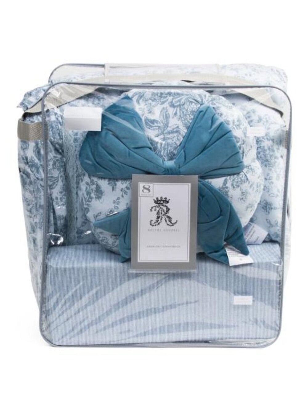 RACHEL ASHWELL Blue Floral Luxury Multi-piece Comforter Set